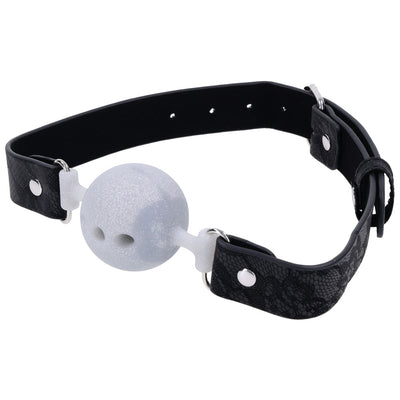 Sex & Mischief Lace Silicone Breathable Ball Gag - Black/Grey Mouth Restraint