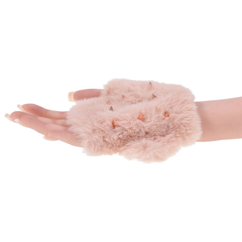 Sex & Mischief Peaches n CreaMe Spiked Sensory Glove - Peach Furry Glove with Metal Spikes
