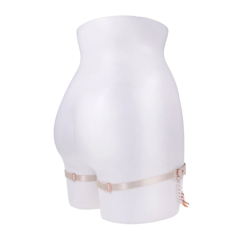 Sex & Mischief Peaches n CreaMe Pearl Garters - Peach / Rose Gold Garters with Pearls - Set of 2