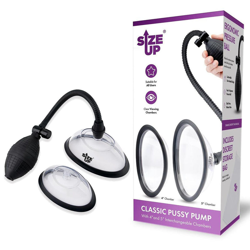 Size Up Classic Pussy Pump with 2 Chambers - Vagina Pump with 2 Interchangeable Chambers