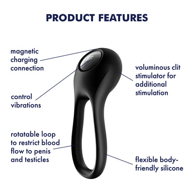 Satisfyer Majestic Duo - Black USB Rechargeable Cock Ring