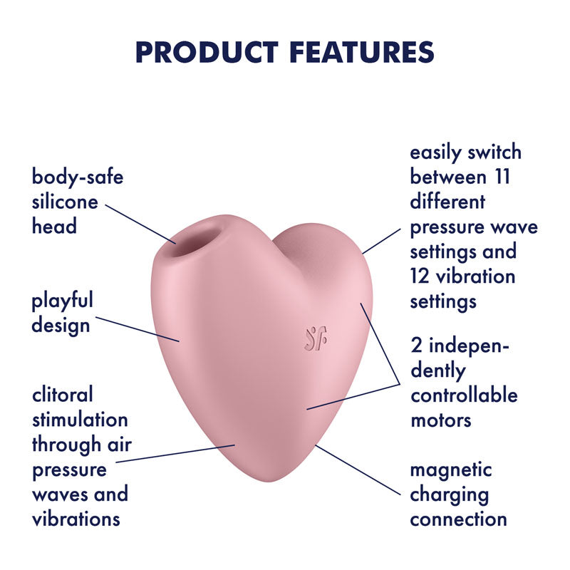 Satisfyer Cutie Heart - Light Red - Light Red USB Rechargeable Air Pulsation Stimulator with Vibration