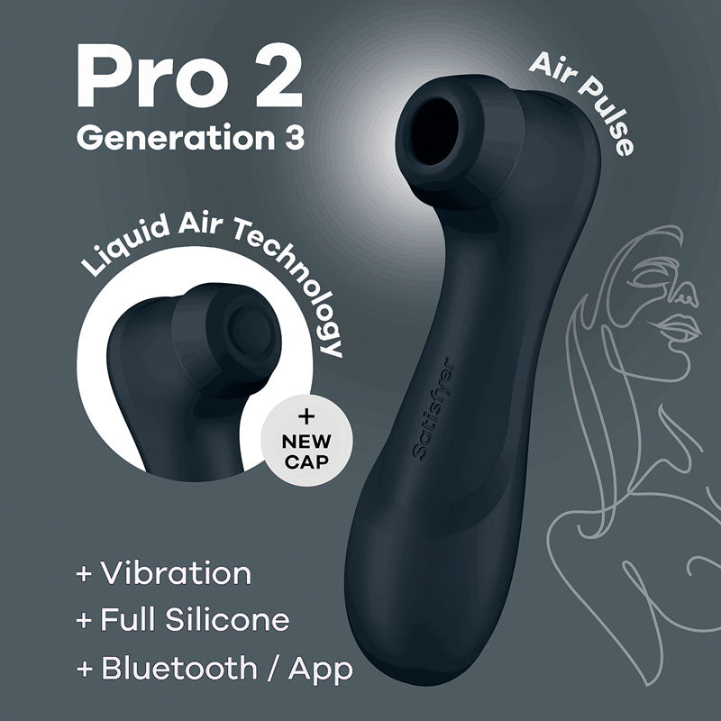 Satisfyer Pro 2 Generation 3 with App Control - Dark Grey Touch-Free USB-Rechargeable Clitoral Stimulator