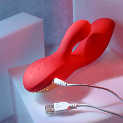 Adam & Eve EVE'S BIG AND CURVY G - Red 19.8 cm USB Rechargeable Rabbit Vibrator