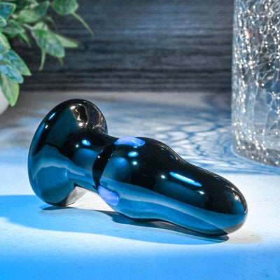 Adam & Eve REAR ROCKER - Black Glass 9.8 cm USB Rechargeable Vibrating Butt Plug