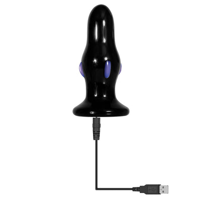 Adam & Eve REAR ROCKER - Black Glass 9.8 cm USB Rechargeable Vibrating Butt Plug