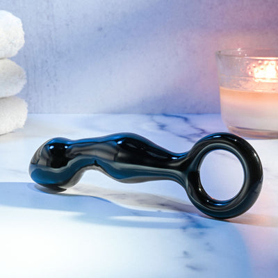 Adam & Eve ADAMS GLASS PROSTATE MASSAGER - Black Glass 16.6 cm Prostate Massager