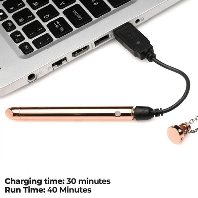 Charmed 7X Vibrating Necklace - Rose Gold 11 cm USB Rechargeable Vibrating Necklace