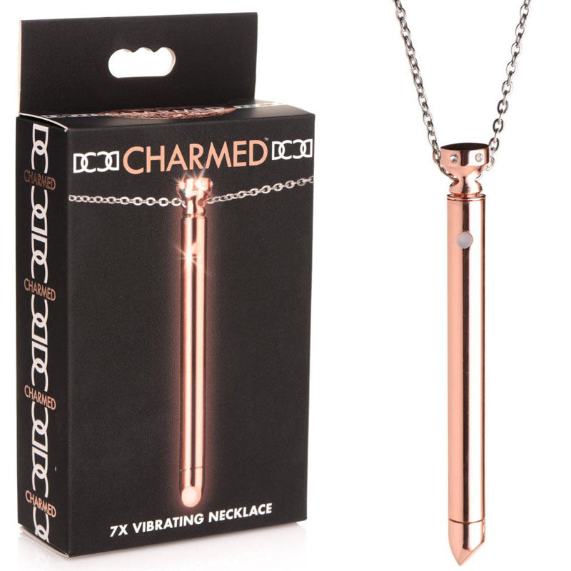 Charmed 7X Vibrating Necklace - Rose Gold 11 cm USB Rechargeable Vibrating Necklace