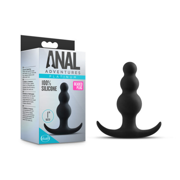 Anal Adventures Platinum Beaded Plug - Black 7.6 cm (3&