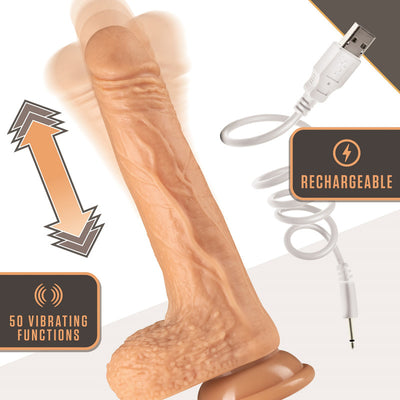 Dr. Skin Silicone Dr. Grey - Flesh - Flesh 19.7 cm (7.75'') USB Rechargeable Thrusting Dong