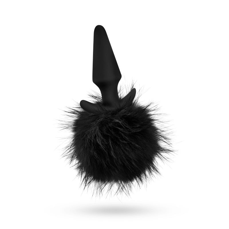 Anal Adventures Platinum Rabbit Tail Plug - Black 10 cm Butt Plug with Bunny Tail