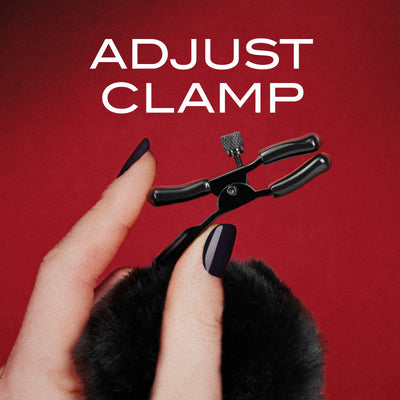 Noir Pom Adjustable Nipple Clamps - Black Furry Nipple Clamps