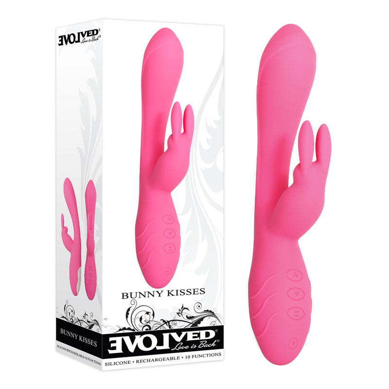 Evolved Bunny Kisses - Pink 20 cm USB Rechargeable Rabbit Vibrator