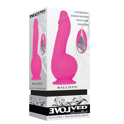 Evolved Ballistic - Pink 19 cm USB Rechargeable Vibrating Dong with Balls Motor & Remote