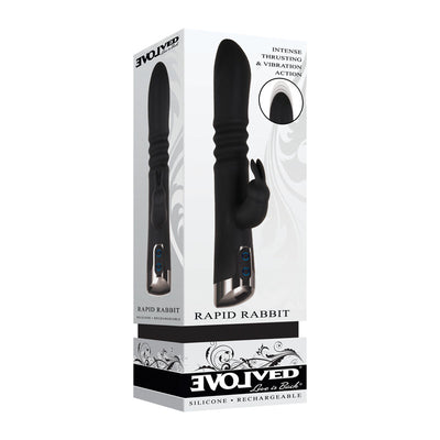 Evolved Rapid Rabbit - Black 25.4 cm USB Rechargeable Thrusting Rabbit Vibrator