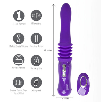 Maia Monroe - Purple 38 cm USB Rechargeable Thrusting Vibrator