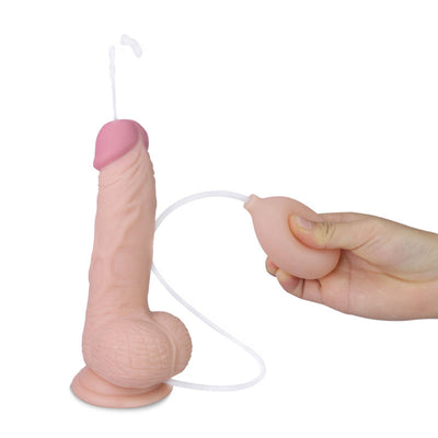 Cumming Softee Soft Ejaculation Cock 8'' with Balls - Flesh 20.3 cm Squirting Dong