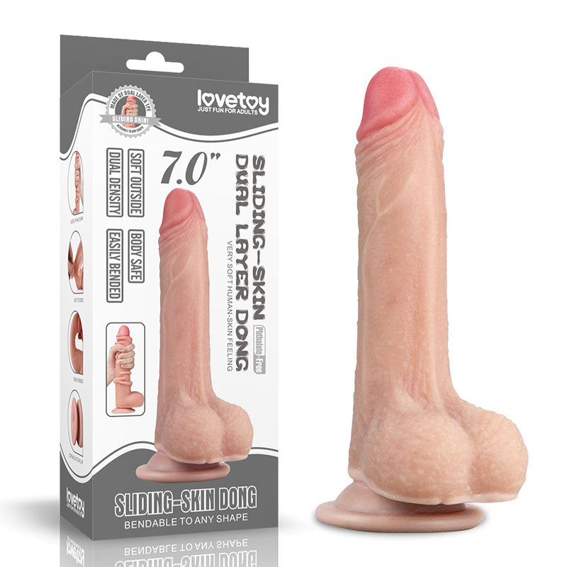 Sliding Skin Dual Layer Dong - Flesh 17.8 cm (7&