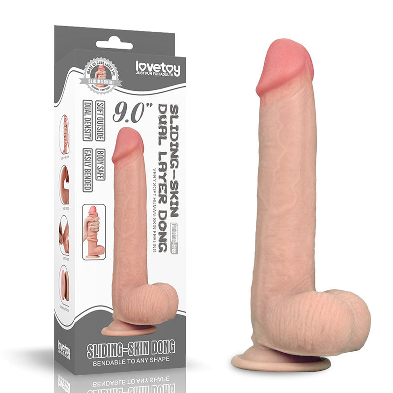 Sliding Skin Dual Layer Dong - Flesh 23 cm (9&