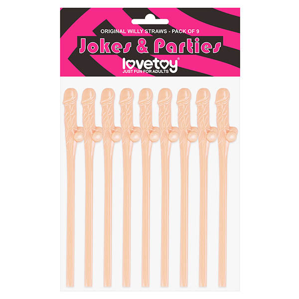 Jokes & Parties Original Willy Straws - Flesh Dicky Straws - Set of 9