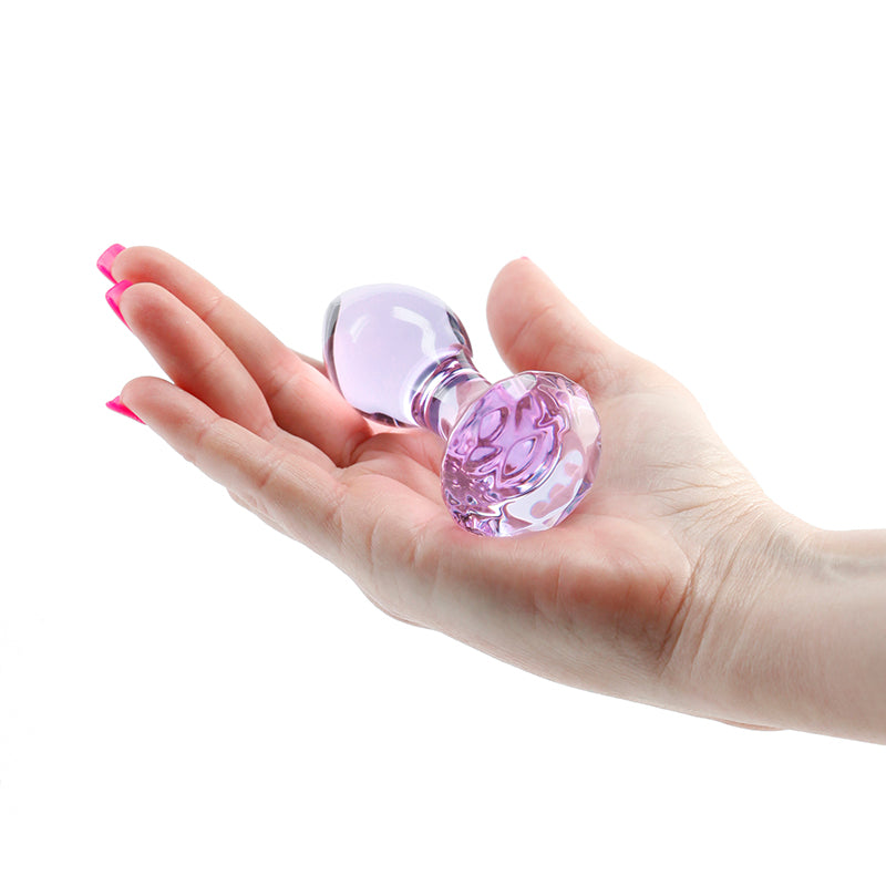 Crystal Gem - Purple - Purple 9 cm Glass Butt Plug