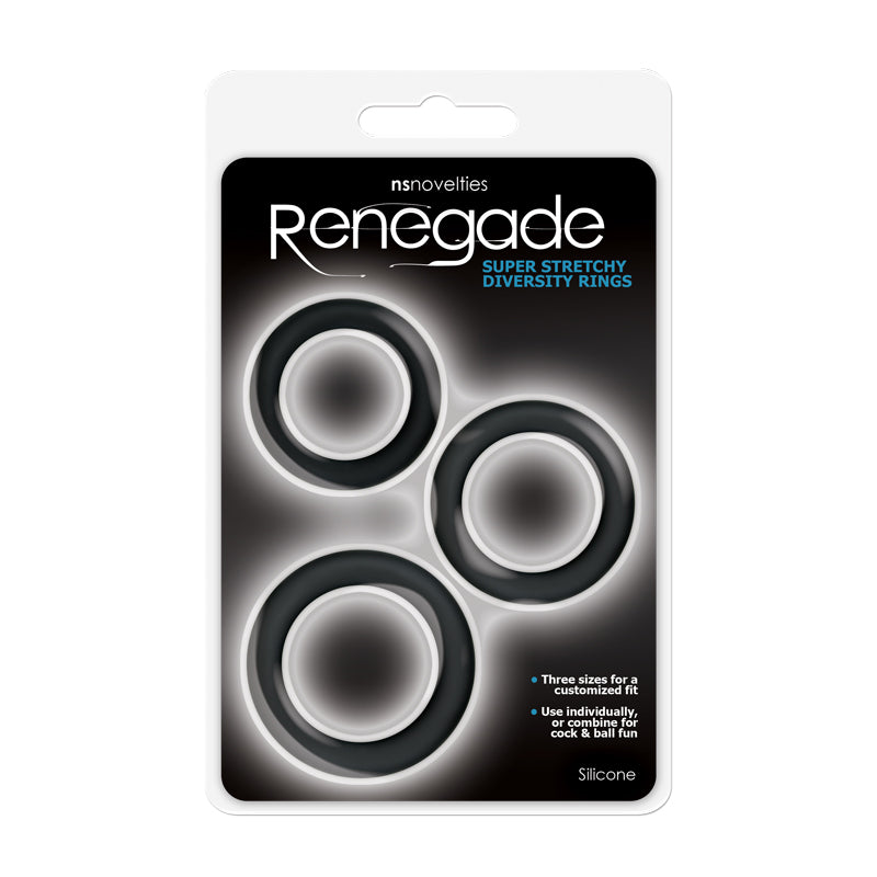 Renegade Diversity Rings - Black Cock Rings - Set of 3 Sizes