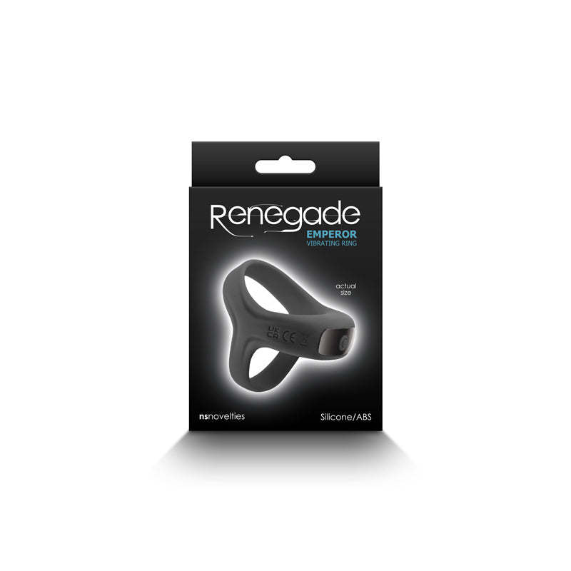 Renegade Emperor - Black - Black USB Rechargeable Vibrating Cock & Ball Rings