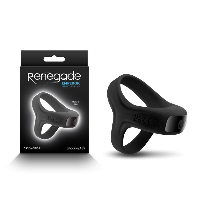 Renegade Emperor - Black - Black USB Rechargeable Vibrating Cock & Ball Rings