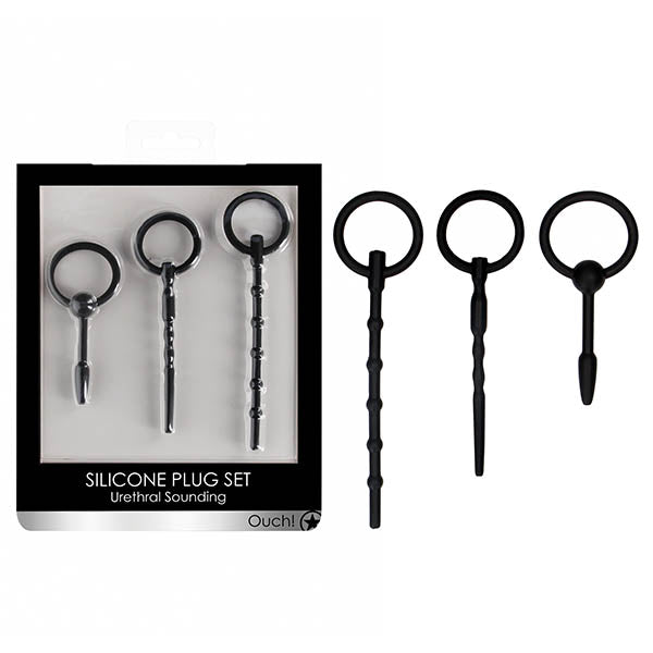 OUCH! Urethral Sounding Plug Set - Black - Set of 3 Sizes