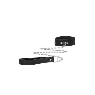 OUCH! BW Velcro Collar With Leash And Hand Cuffs - Black Restraints