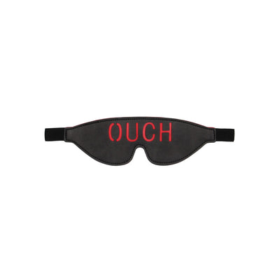 OUCH! Black & White Bonded Leather Eye-Mask ''Ouch'' - Black Eye Restraint