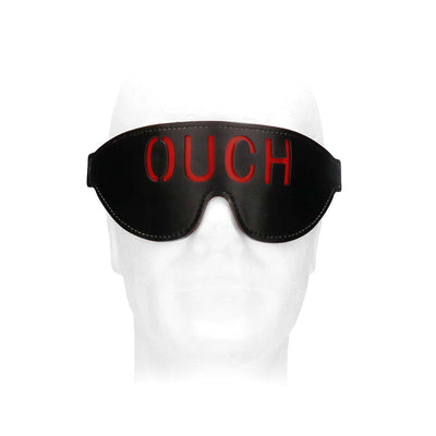 OUCH! Black & White Bonded Leather Eye-Mask ''Ouch'' - Black Eye Restraint