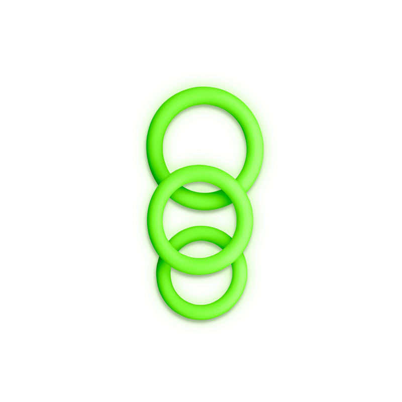 OUCH! Glow In The Dark Cock Ring Set - Glow in Dark Cock Rings - Set of 3 Sizes