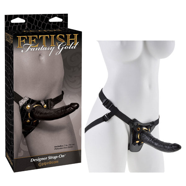 Fetish Fantasy Gold Designer Strap-On - Black/Gold 18 cm (7&