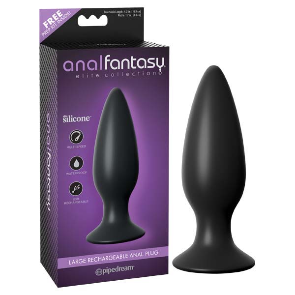 Anal Fantasy Elite Collection Large Rechargeable Anal Plug - Black 13.5 cm (5.3&