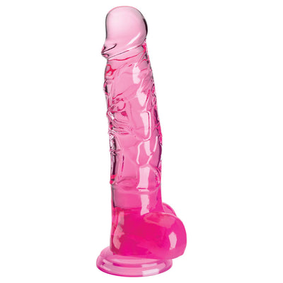 King Cock Clear 8'' Cock with Balls - Pink