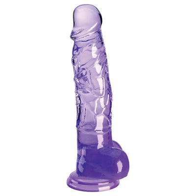 King Cock Clear 8'' Cock with Balls - Purple