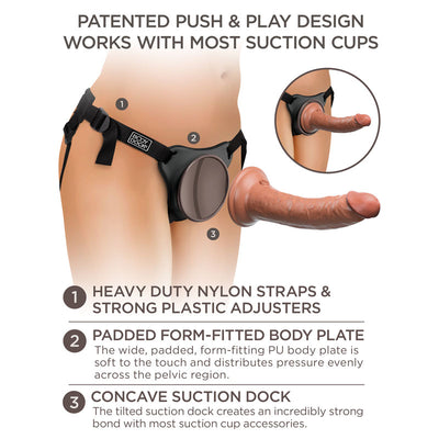 King Cock Elite Comfy Silicone Body Dock Kit - Body Dock Strap-On Harness with Tan 17.8 cm Dong