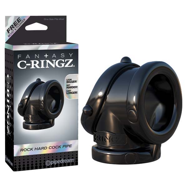 Fantasy C-ringz Rock Hard Cock Pipe - Black Cock & Ball Rings