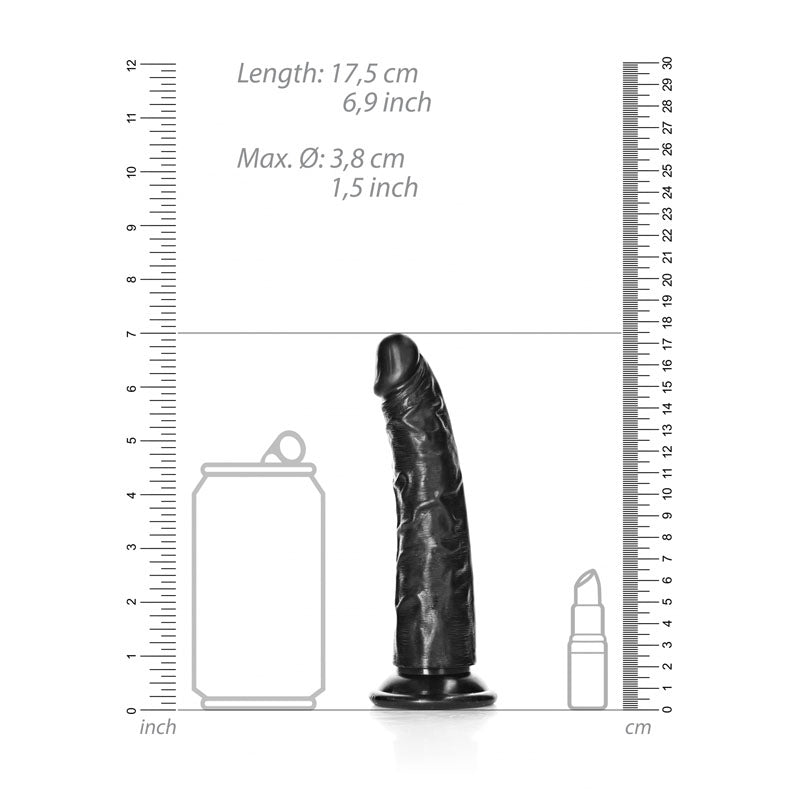 REALROCK Realistic Slim Dildo without Balls - 15.5 cm - Black 15.5 cm (6&