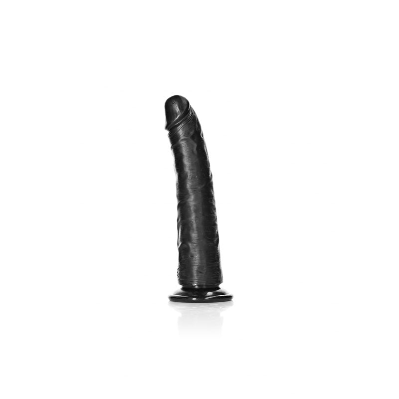 REALROCK Realistic Slim Dildo with Suction Cup - 18cm - Black 18 cm (7&