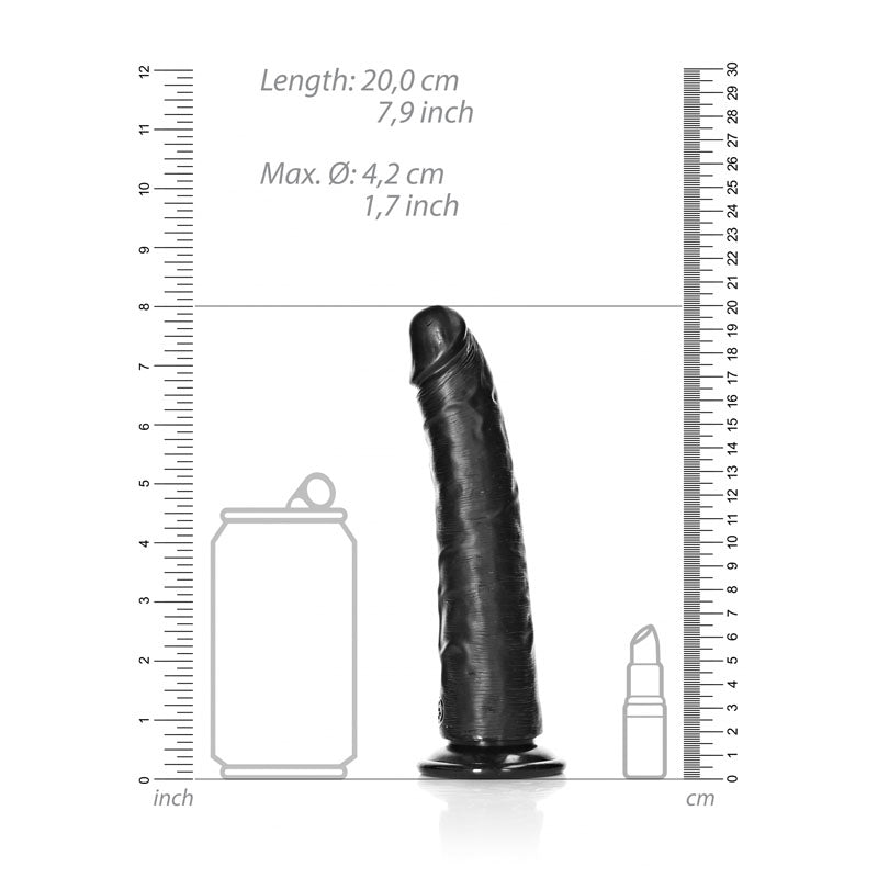 REALROCK Realistic Slim Dildo with Suction Cup - 18cm - Black 18 cm (7&