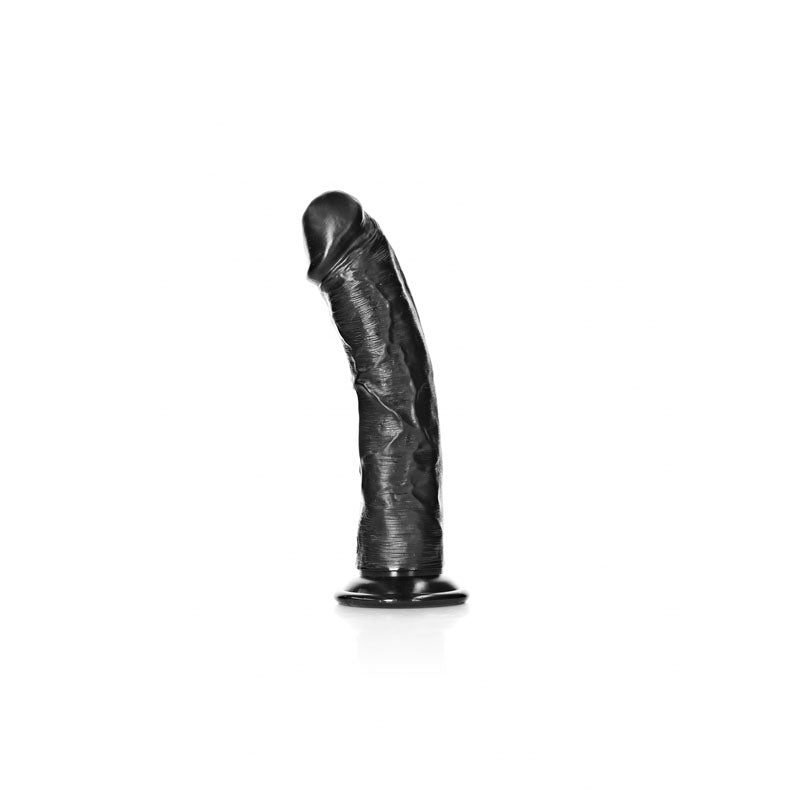 REALROCK Realistic Regular Curved Dildo with Suction Cup - 18 cm - Black 18 cm (7&