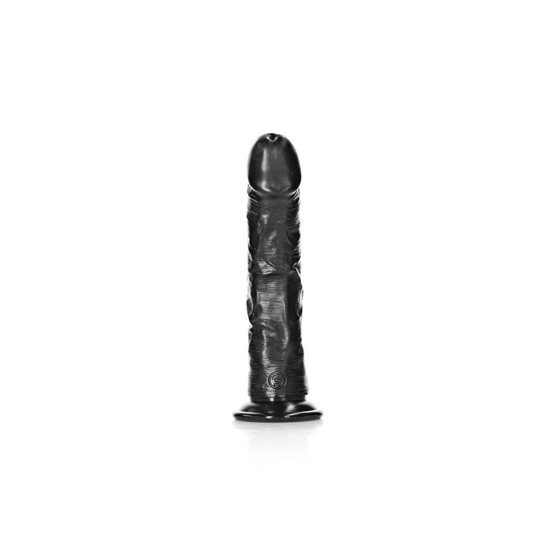 REALROCK Realistic Regular Curved Dildo with Suction Cup - 18 cm - Black 18 cm (7&