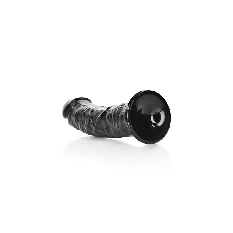 REALROCK Realistic Regular Curved Dildo with Suction Cup - 18 cm - Black 18 cm (7&