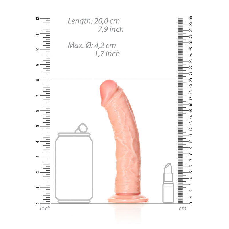 REALROCK Realistic Regular Curved Dildo with Suction Cup - 18 cm - Flesh 18 cm (7&