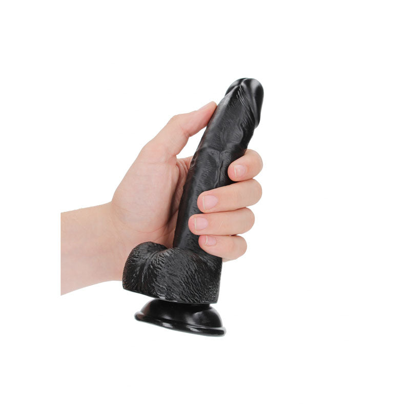 REALROCK Realistic Regular Curved Dong with Balls - 18 cm - Black 18 cm (7&