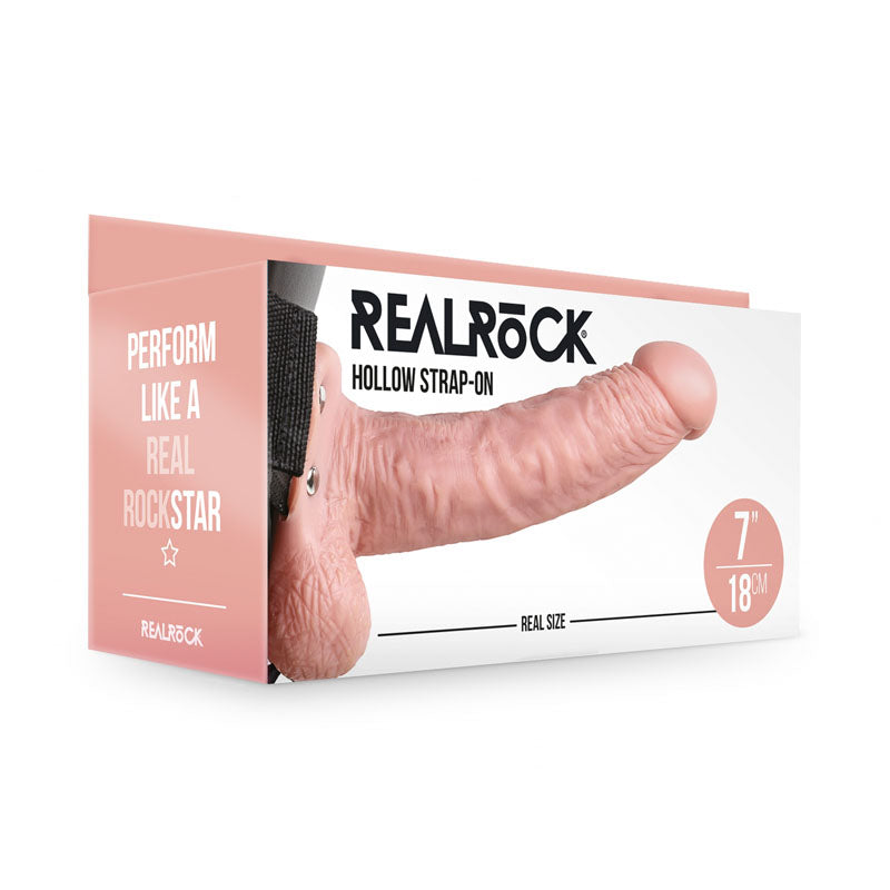 REALROCK Hollow Strapon with Balls - 18 cm Flesh - Flesh 18 cm Hollow Strap-On