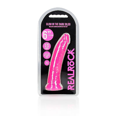 REALROCK 15.5 cm Slim Glow in the Dark Neon - Pink - Glow in Dark Pink 15.5 cm (6'') Dong